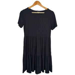 Nicole Miller black tiered babydoll dress XS short sleeve